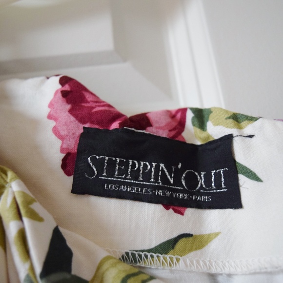 Vintage Jacquard Floral Off Shoulder Garden Party Midi Tea Length Dress | Size S - Picture 3 of 4